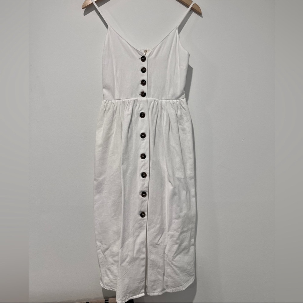 Japna White Midi Dress with Pockets - Size Small